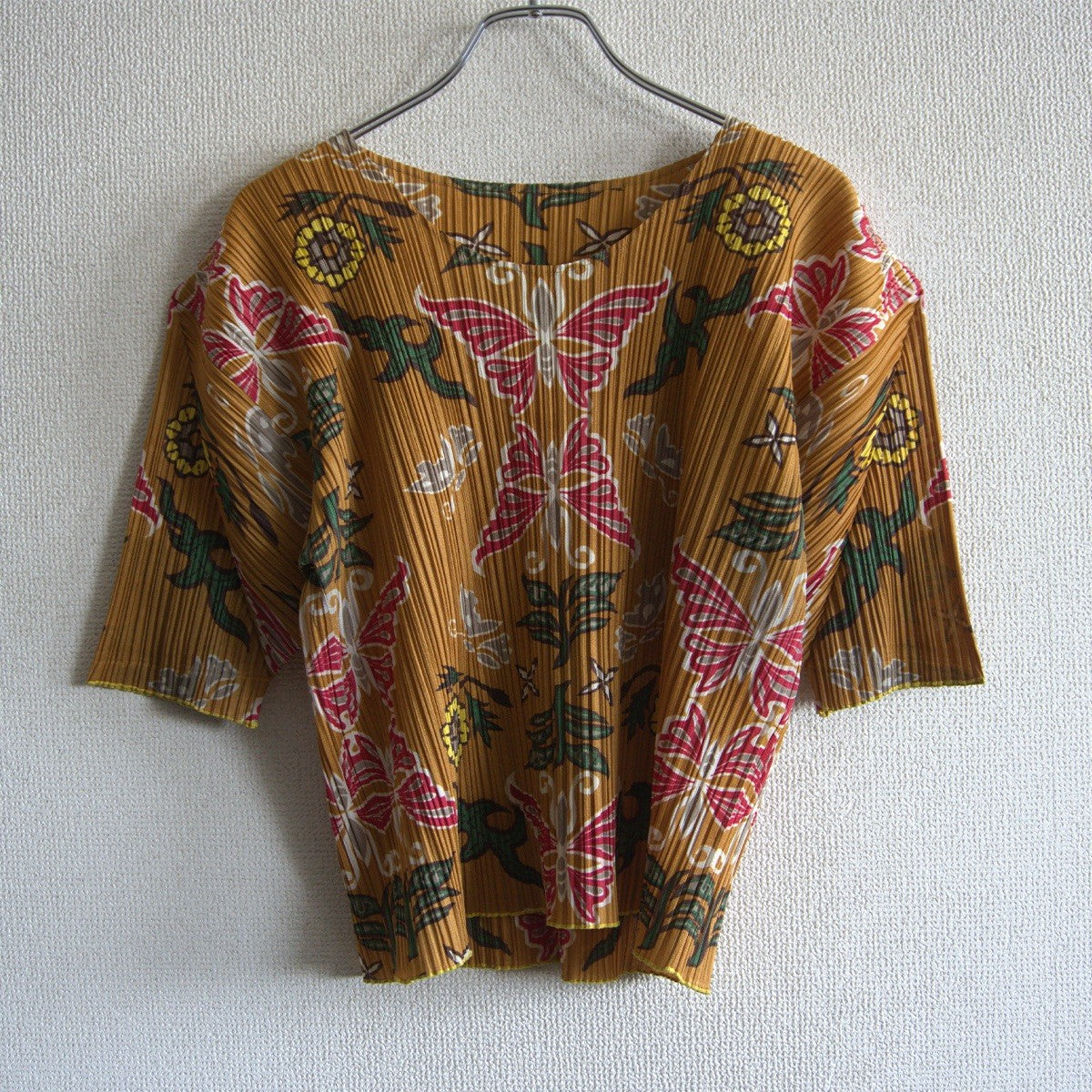 PLEATS PLEASE Printed Pleated Knit Top T-Shirt Size 3