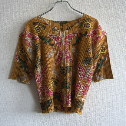 PLEATS PLEASE Printed Pleated Knit Top T-Shirt Size 3