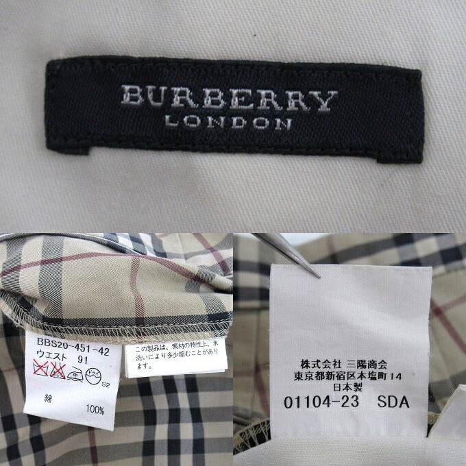 BURBERRY LONDON Check Pattern Slacks Size W91 Size 】91