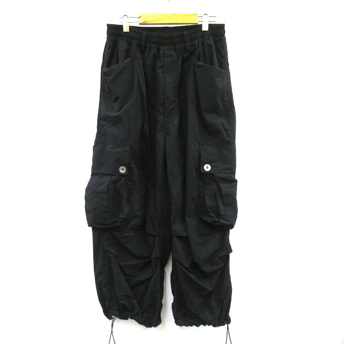 A.F ARTEFACT Nylon Wide Cargo Pants Black Size 2