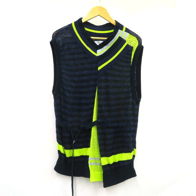 FACETASM 25SS Layered Mesh Knit Vest Navy Size 4