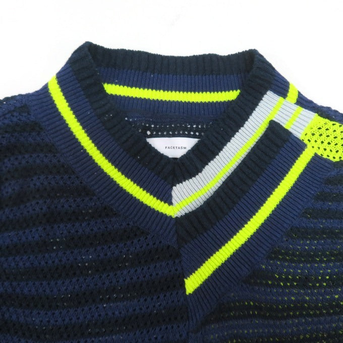 FACETASM 25SS Layered Mesh Knit Vest Navy Size 4
