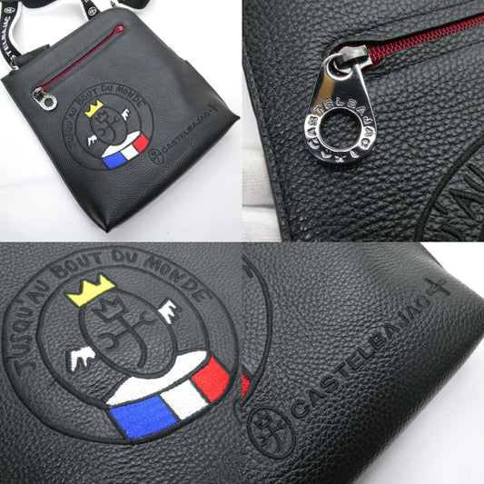 CASTELBAJAC Link Leather Shoulder Bag Black Size ONE SIZE