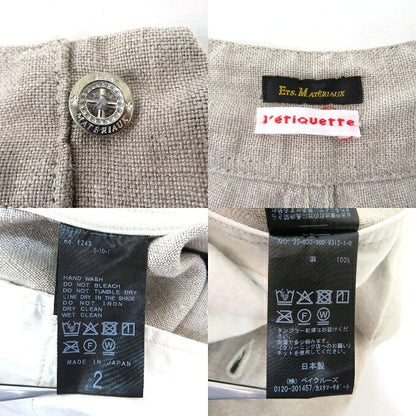 ETS.MATERIAUX Linen Trousers Beige Size 2