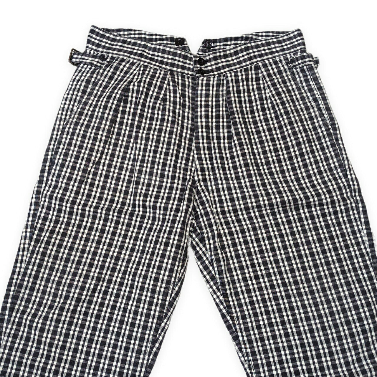 OUTIL Cotton Linen Check Button Fly Pants in France Size 3