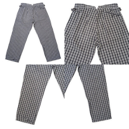 OUTIL Cotton Linen Check Button Fly Pants in France Size 3
