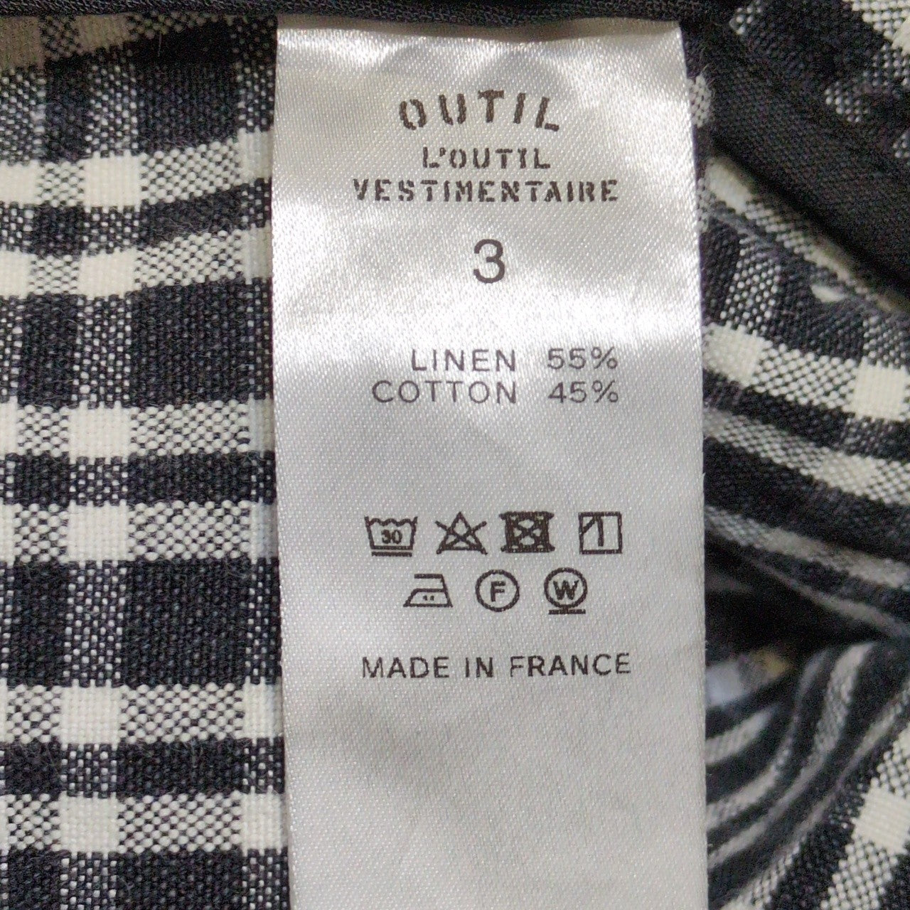 OUTIL Cotton Linen Check Button Fly Pants in France Size 3