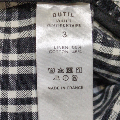 OUTIL Cotton Linen Check Button Fly Pants in France Size 3