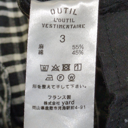 OUTIL Cotton Linen Check Button Fly Pants in France Size 3
