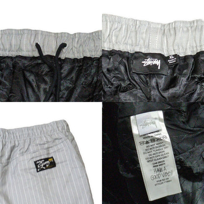 STUSSY Gray Wrinkled Stripe Beach Pants Size XL