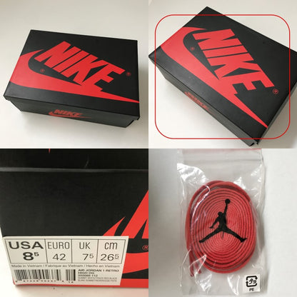 NIKE AIR JORDAN 1 Retro High OG Red Black Sneakers Size 26.5