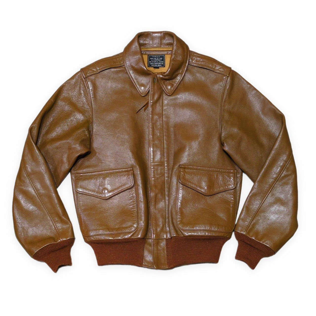 THE REAL McCOY'S A-2 Leather Flight Jacket Brown Size S