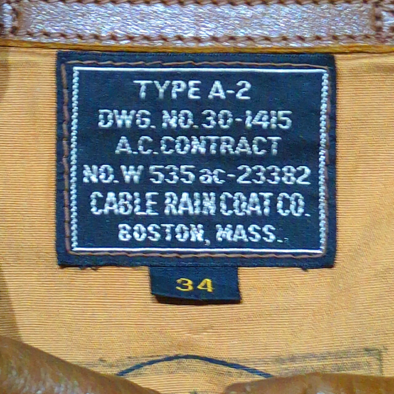 THE REAL McCOY'S A-2 Leather Flight Jacket Brown Size S
