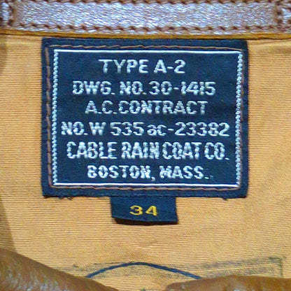 THE REAL McCOY'S A-2 Leather Flight Jacket Brown Size S