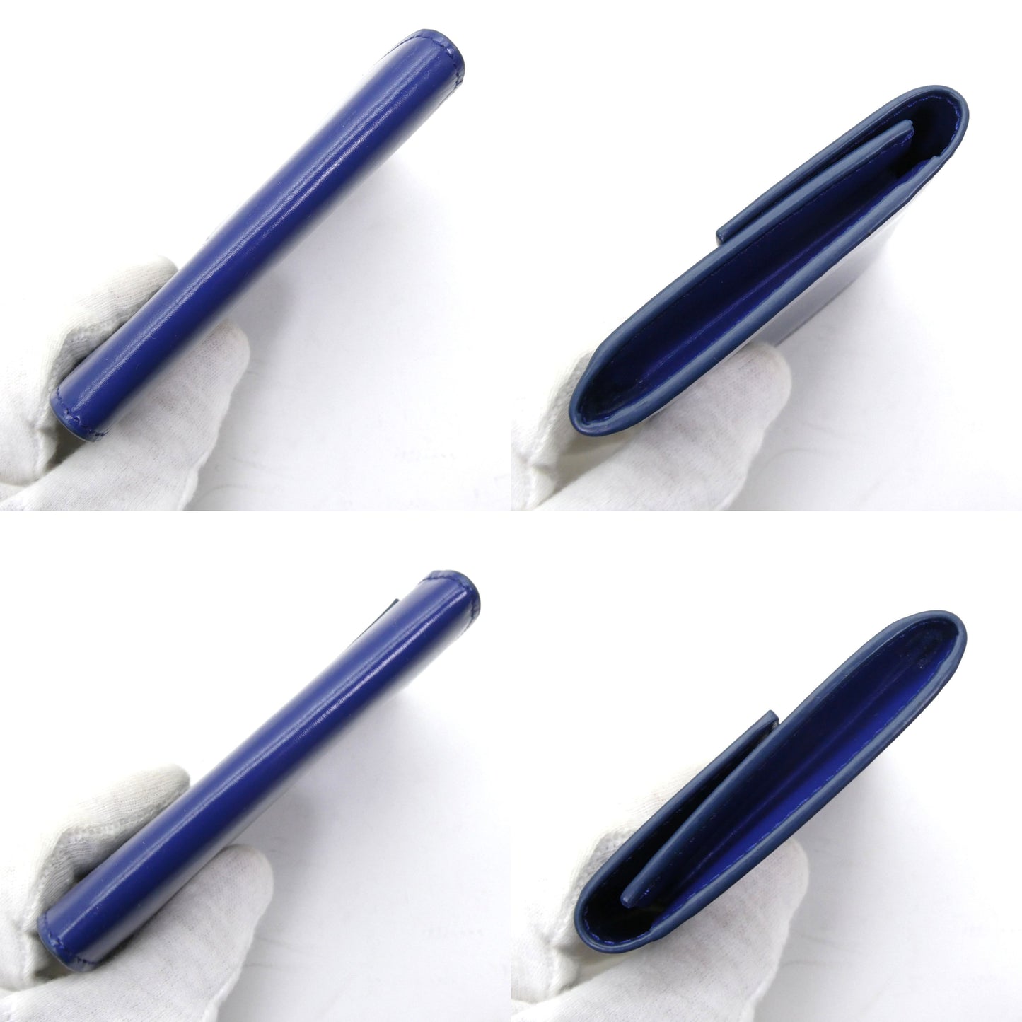 JILSANDER Embossed Logo Leather Holder Blue Card Case Size ONE SIZE