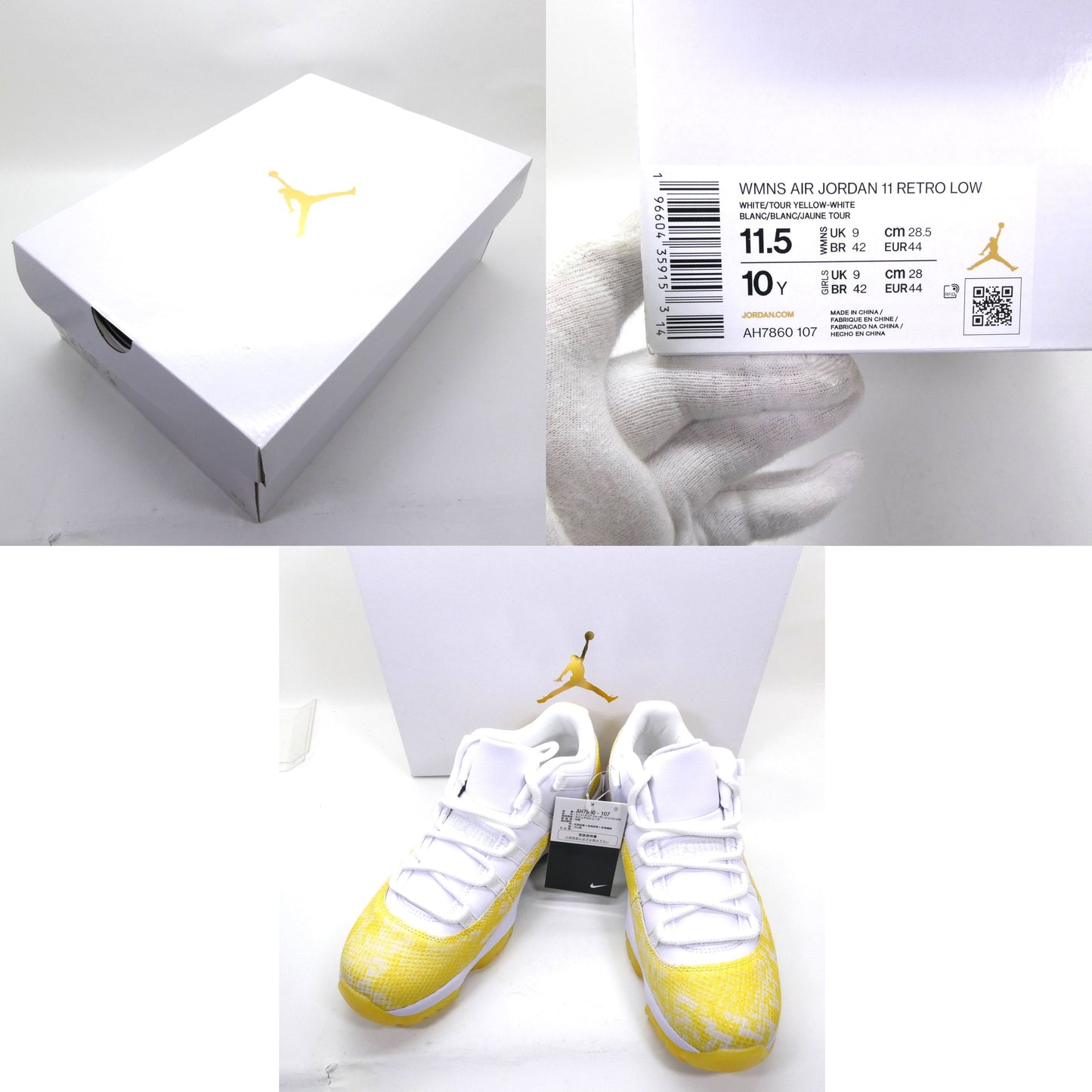 NIKE WMNS AIR JORDAN 11 Retro Low Yellow Python Sneakers