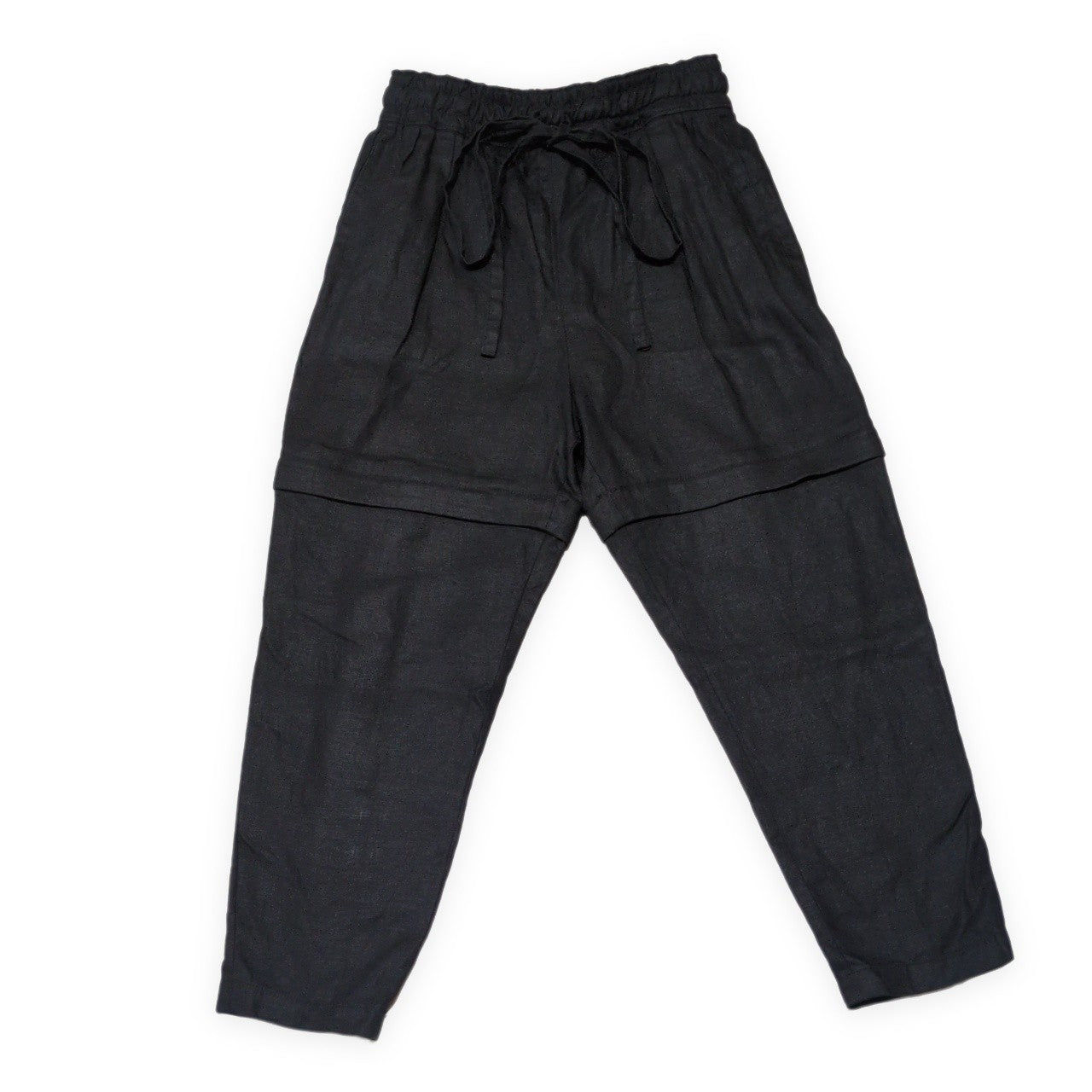 tac:tac Black Linen 2-Way Convertible Pants Size L