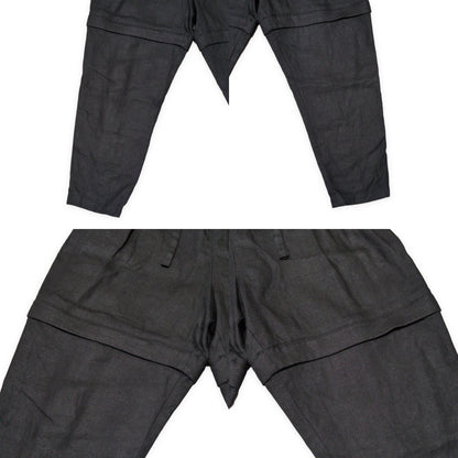 tac:tac Black Linen 2-Way Convertible Pants Size L