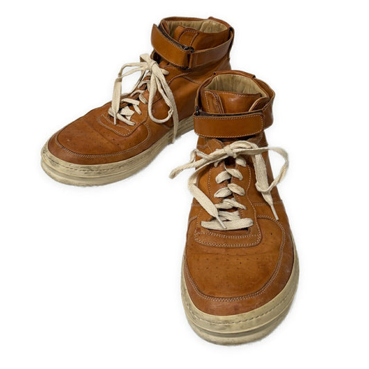 OFFICINE CREATIVE Calf Leather Belted Hi-Top Sneakers Brown