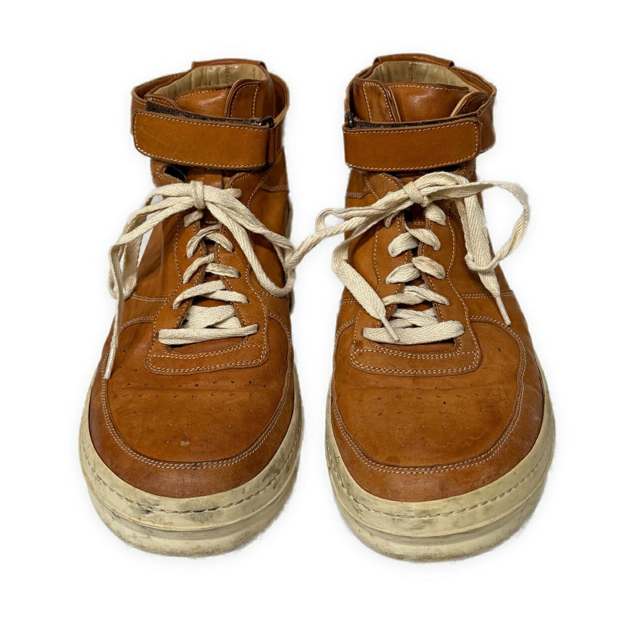 OFFICINE CREATIVE Calf Leather Belted Hi-Top Sneakers Brown