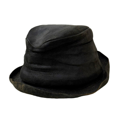 LAYER- Black Reverse Cordovan Leather Hat Size M