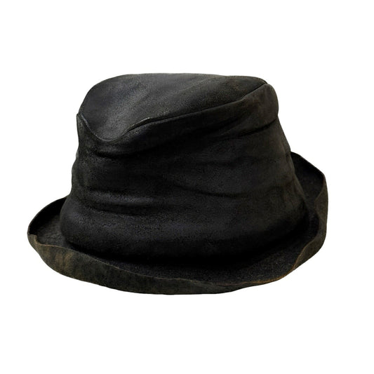 LAYER- Black Reverse Cordovan Leather Hat Size M