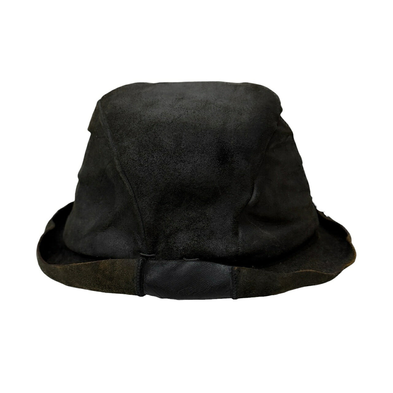 LAYER- Black Reverse Cordovan Leather Hat Size M