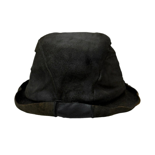 LAYER- Black Reverse Cordovan Leather Hat Size M
