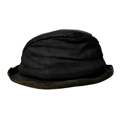 LAYER- Black Reverse Cordovan Leather Hat Size M