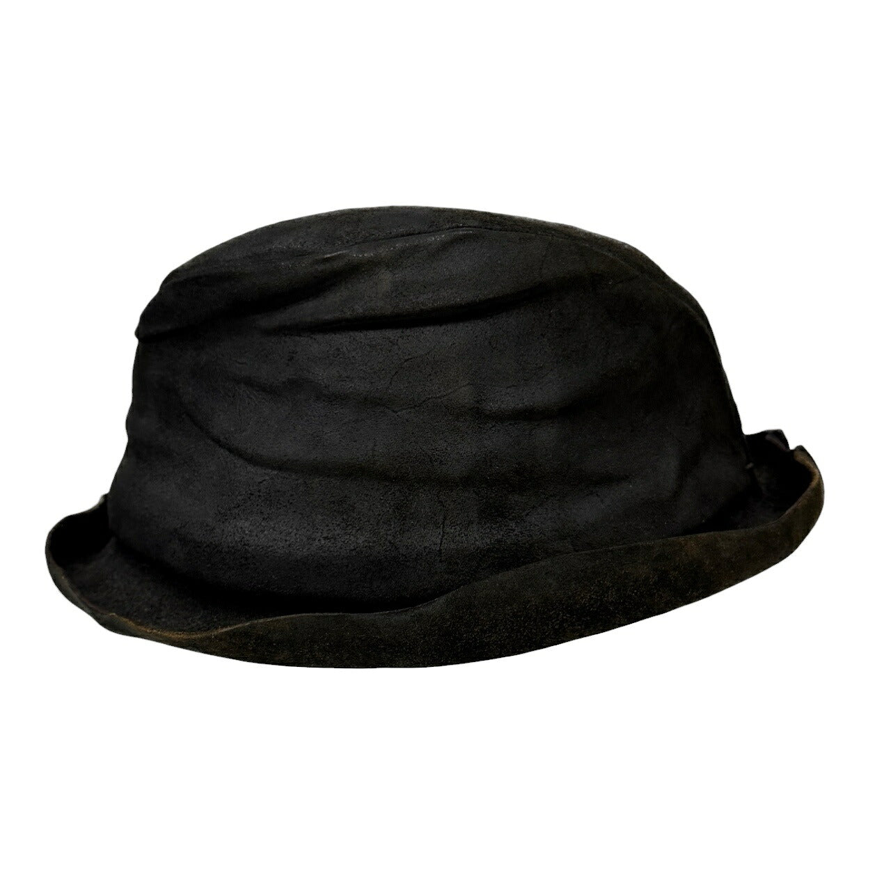 LAYER- Black Reverse Cordovan Leather Hat Size M