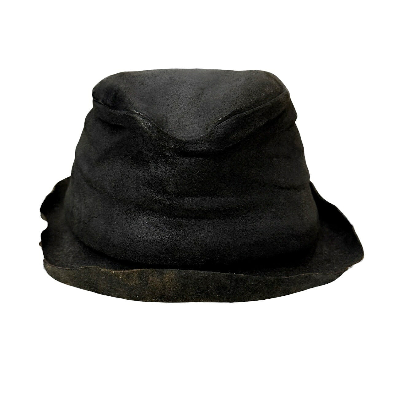 LAYER- Black Reverse Cordovan Leather Hat Size M