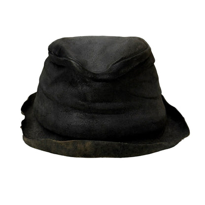 LAYER- Black Reverse Cordovan Leather Hat Size M