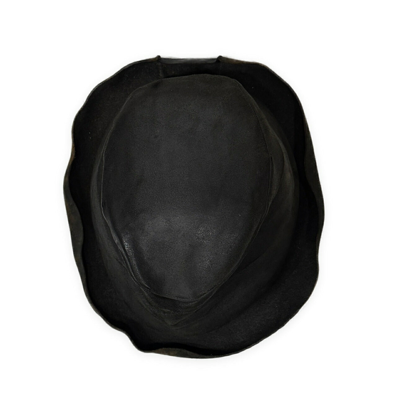 LAYER- Black Reverse Cordovan Leather Hat Size M