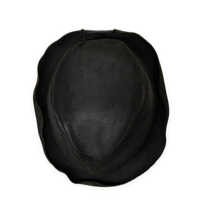 LAYER- Black Reverse Cordovan Leather Hat Size M