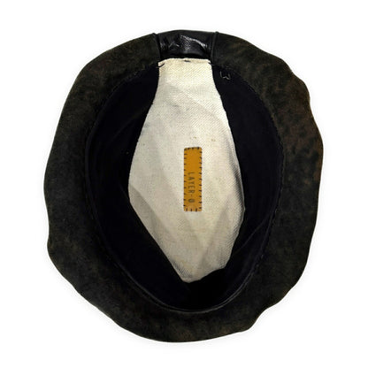 LAYER- Black Reverse Cordovan Leather Hat Size M