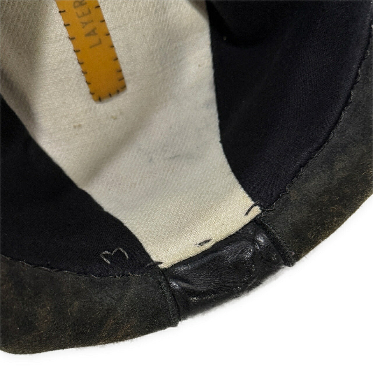 LAYER- Black Reverse Cordovan Leather Hat Size M