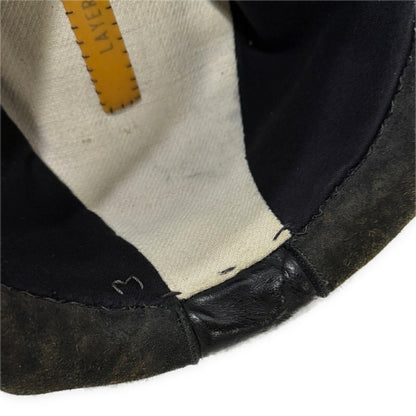 LAYER- Black Reverse Cordovan Leather Hat Size M