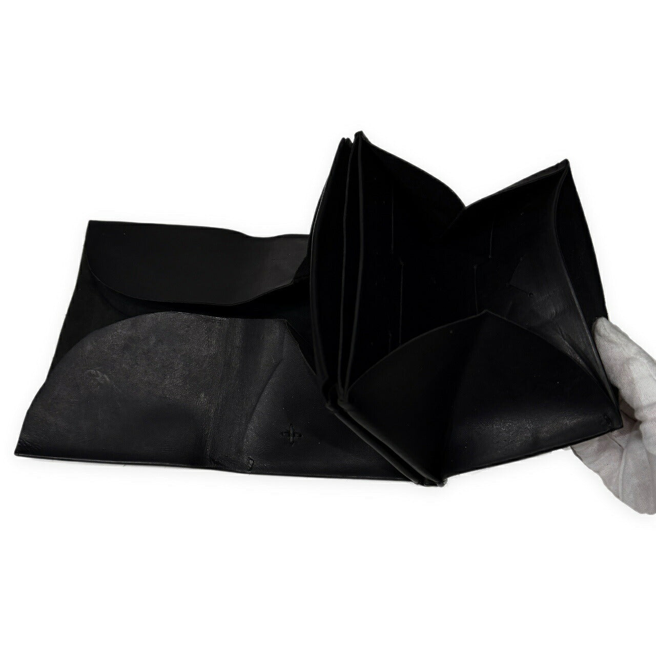m.a+ Vacchetta Leather Silver Staple Wallet Black Size W10