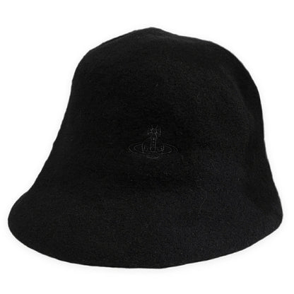 Vivienne Westwood Black Orb Embroidered Wool Hat Size M