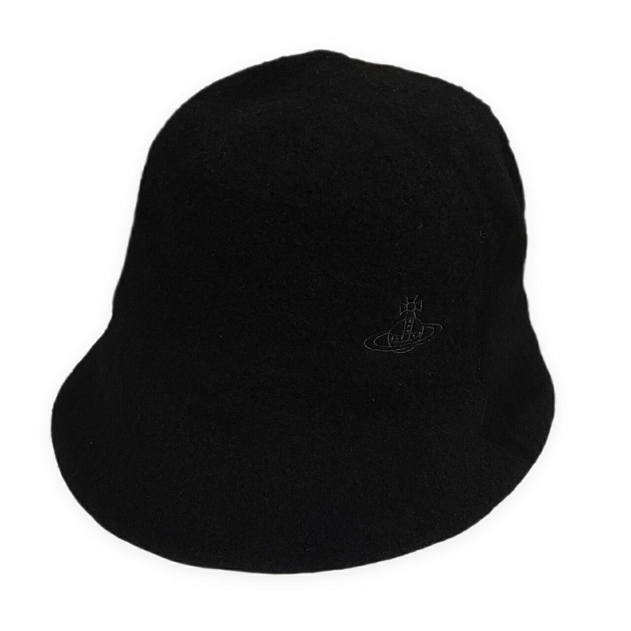 Vivienne Westwood Black Orb Embroidered Wool Hat Size M