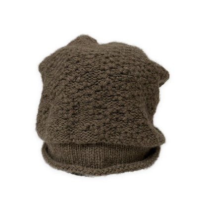 DANIEL ANDRESEN Brown Wool Knit Cap Size ONE SIZE