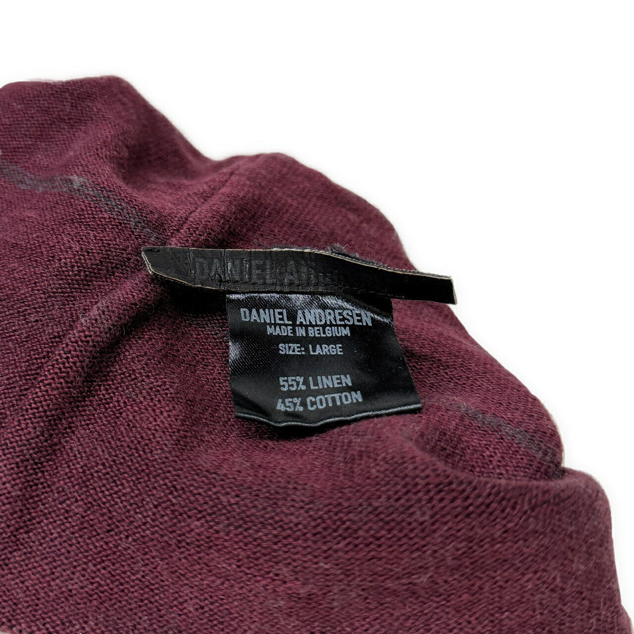 DANIEL ANDRESEN Red Linen Cotton Shadow Knit Cap Size LARG