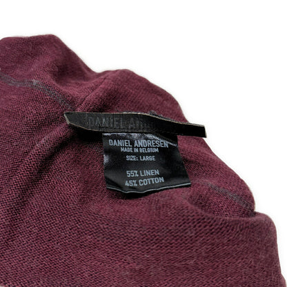 DANIEL ANDRESEN Red Linen Cotton Shadow Knit Cap Size LARG