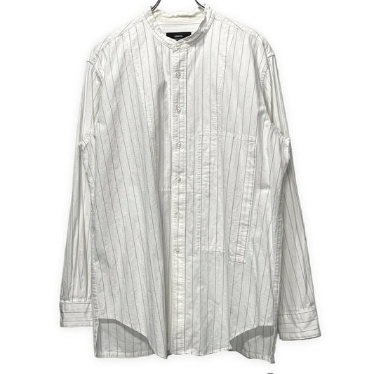 ensou. Cotton Stripe Band Collar Shirt White Size M