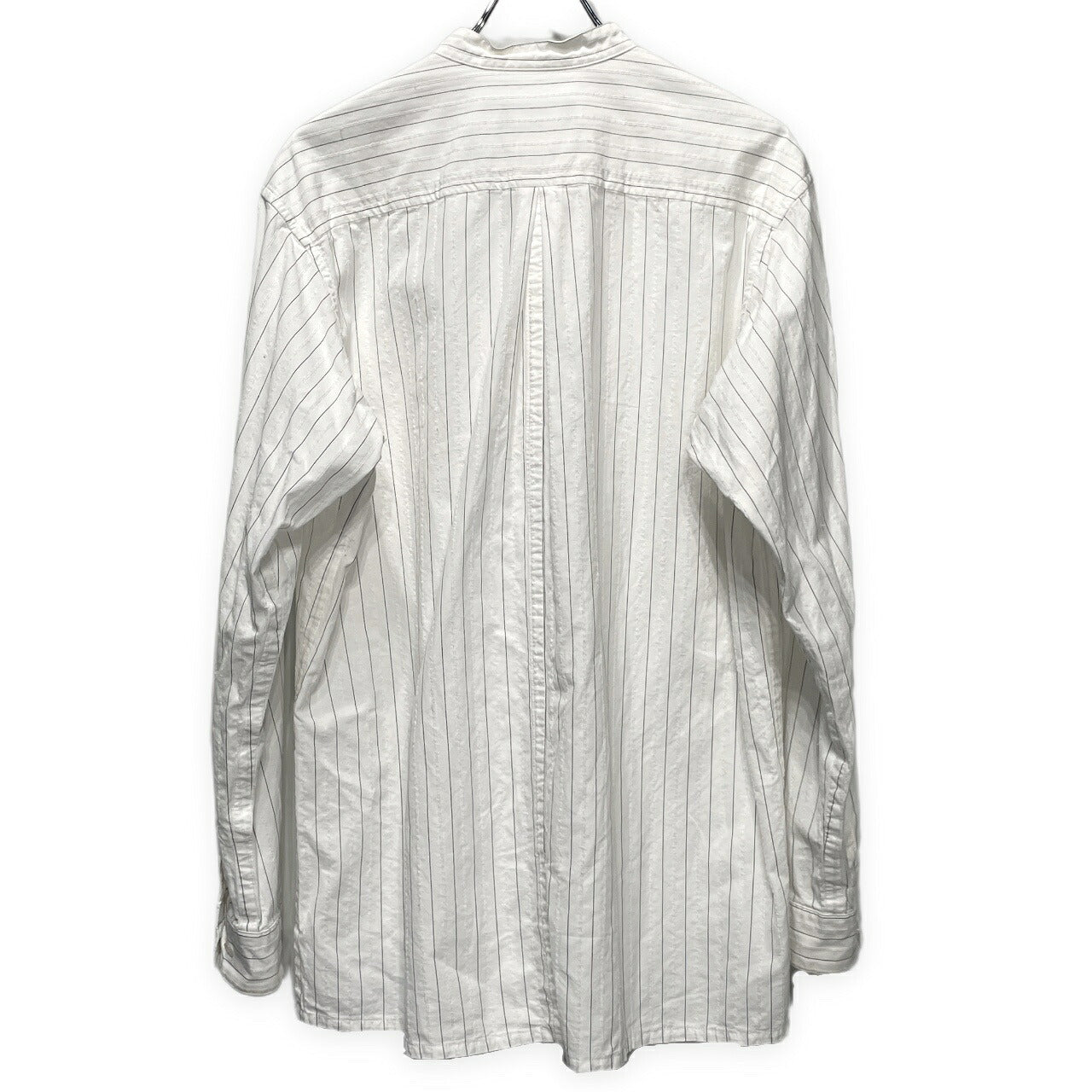 ensou. Cotton Stripe Band Collar Shirt White Size M