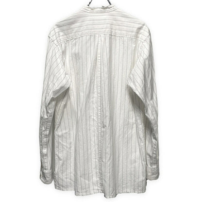 ensou. Cotton Stripe Band Collar Shirt White Size M