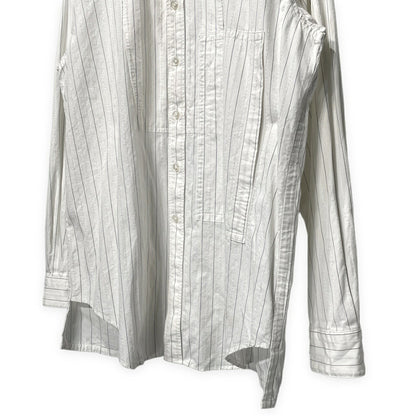 ensou. Cotton Stripe Band Collar Shirt White Size M