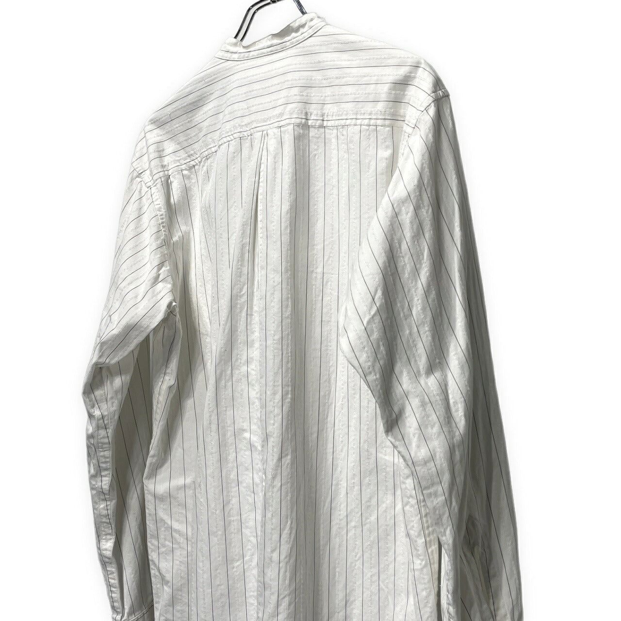 ensou. Cotton Stripe Band Collar Shirt White Size M
