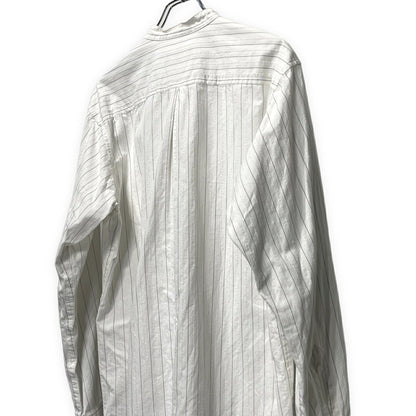 ensou. Cotton Stripe Band Collar Shirt White Size M