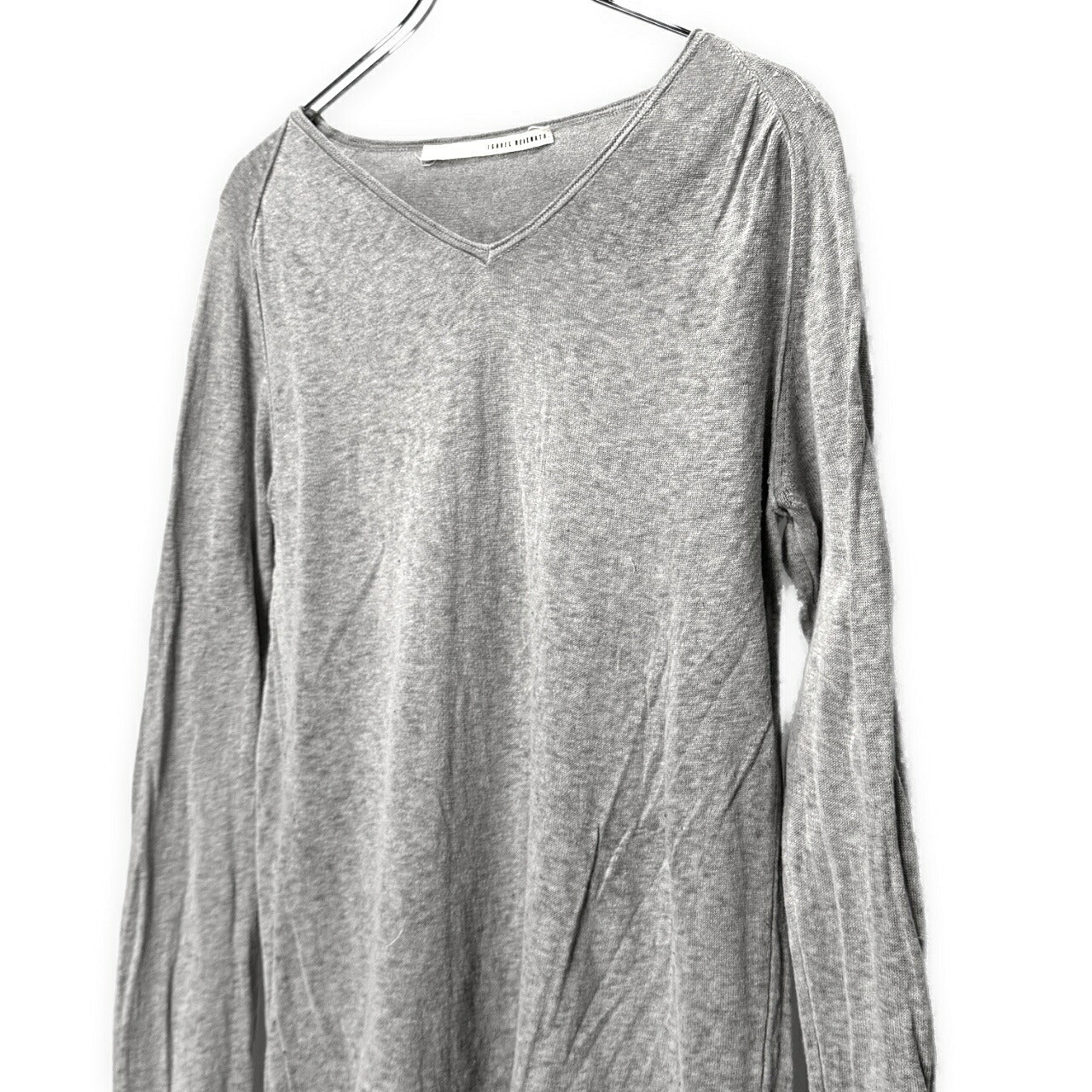 ISABEL BENENATO 14SS Cotton Linen V-Neck Tee Gray Size S